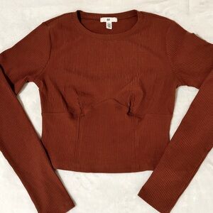 Dark orange ribbed top